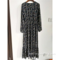 Ladies Floor-length Maxi Dress Floral Print Chiffon Dress